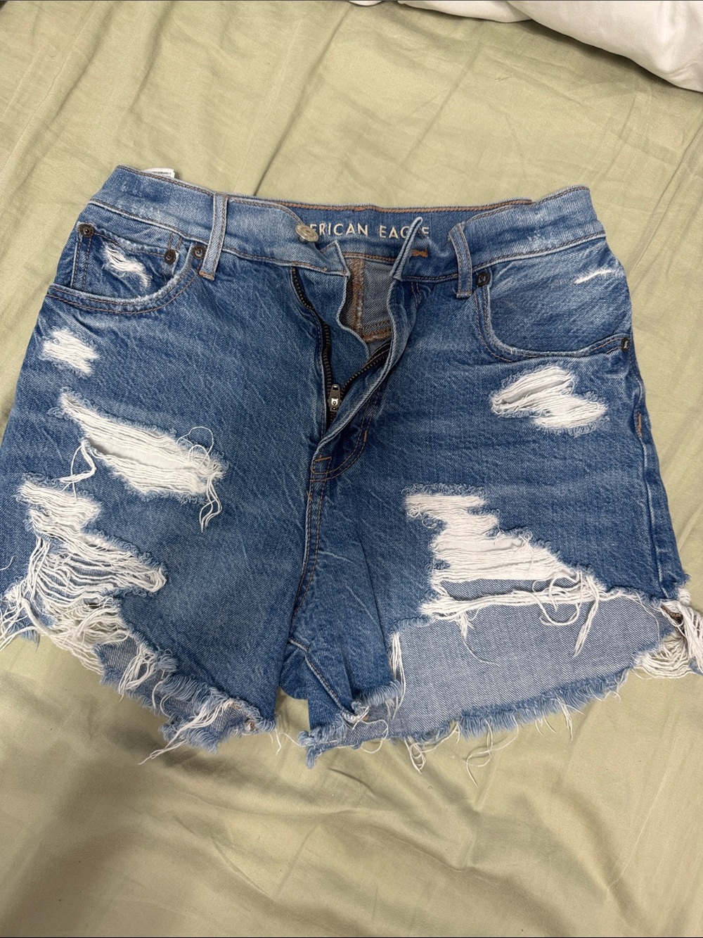 American Eagle Outfitters Distressed Blue Denim Jean Shorts